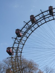 Colour photograph showing the Prater Giant Ferris Wheel in Vienna, Austria. Photograph taken by CJ Walsh. 2008-03-15. Click to enlarge.