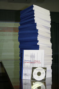 Colour photograph showing the enormous quantity of 9-11 WTC Incident Documentation, issued by the U.S. National Institute of Standards & Technology, which is still readily available for the public to access and download.