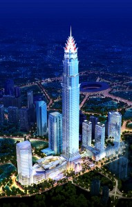 Colour image showing the Signature Tower Project, in Jakarta (Indonesia) ... which will be completed in 2016. Design by Smallwood Reynolds Stewart Stewart Architects & Planners, USA. Click to enlarge.
