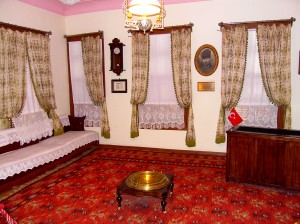 Colour photograph showing an interior view of the House and Museum ... the Room where Ghazi Mustafa Kemal Atatürk was actually born. Photograph taken by CJ Walsh. 2012-04-24. Click to enlarge.