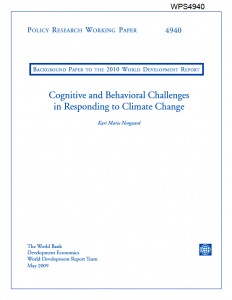 World Bank Paper 4940: 'Cognitive & Behavioural Challenges in Responding to Climate Change' (2009) - Title Page